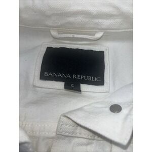 Banana Republic Ivory‎ White Denim Jean Jacket Classic Preppy Women's Small EUC